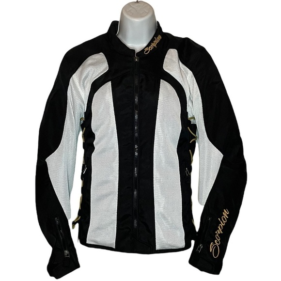 Scorpion Nip Tuck 2 Street Motorcycle Jacket White Gold Women's biker - Picture 1 of 11